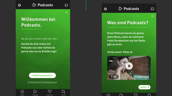 Oberflächen der GetPodcast-App