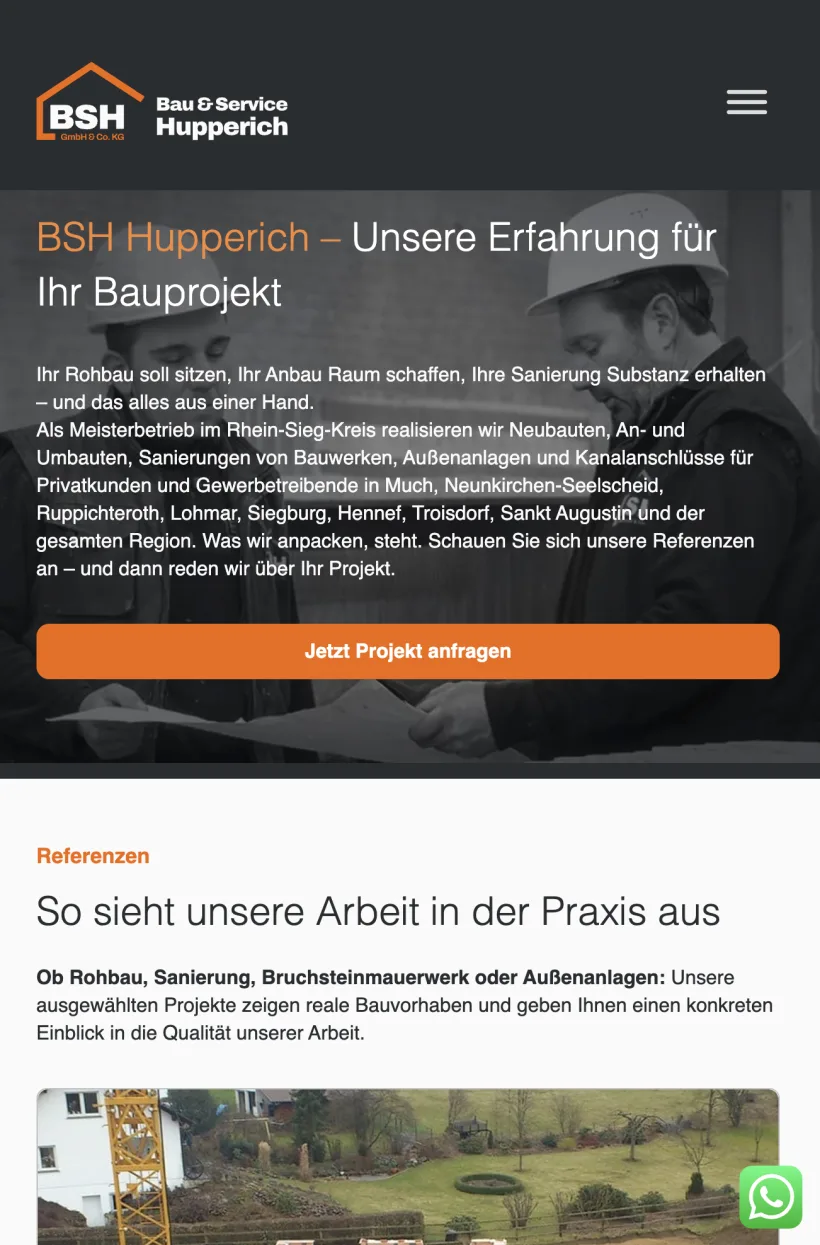 BSH Hupperich Mobile — Hero und Referenzen