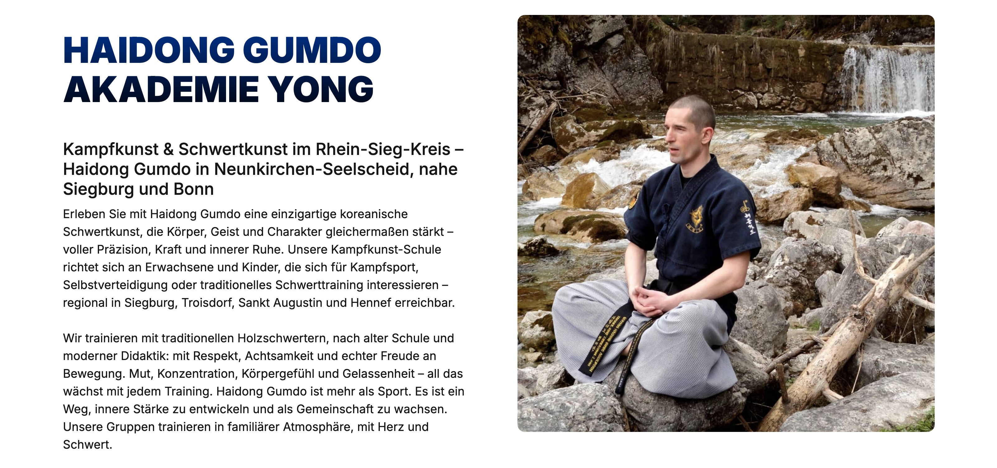 Haidong Gumdo Akademie Yong — Beschreibung und Schulmeister Dino Zimmermann