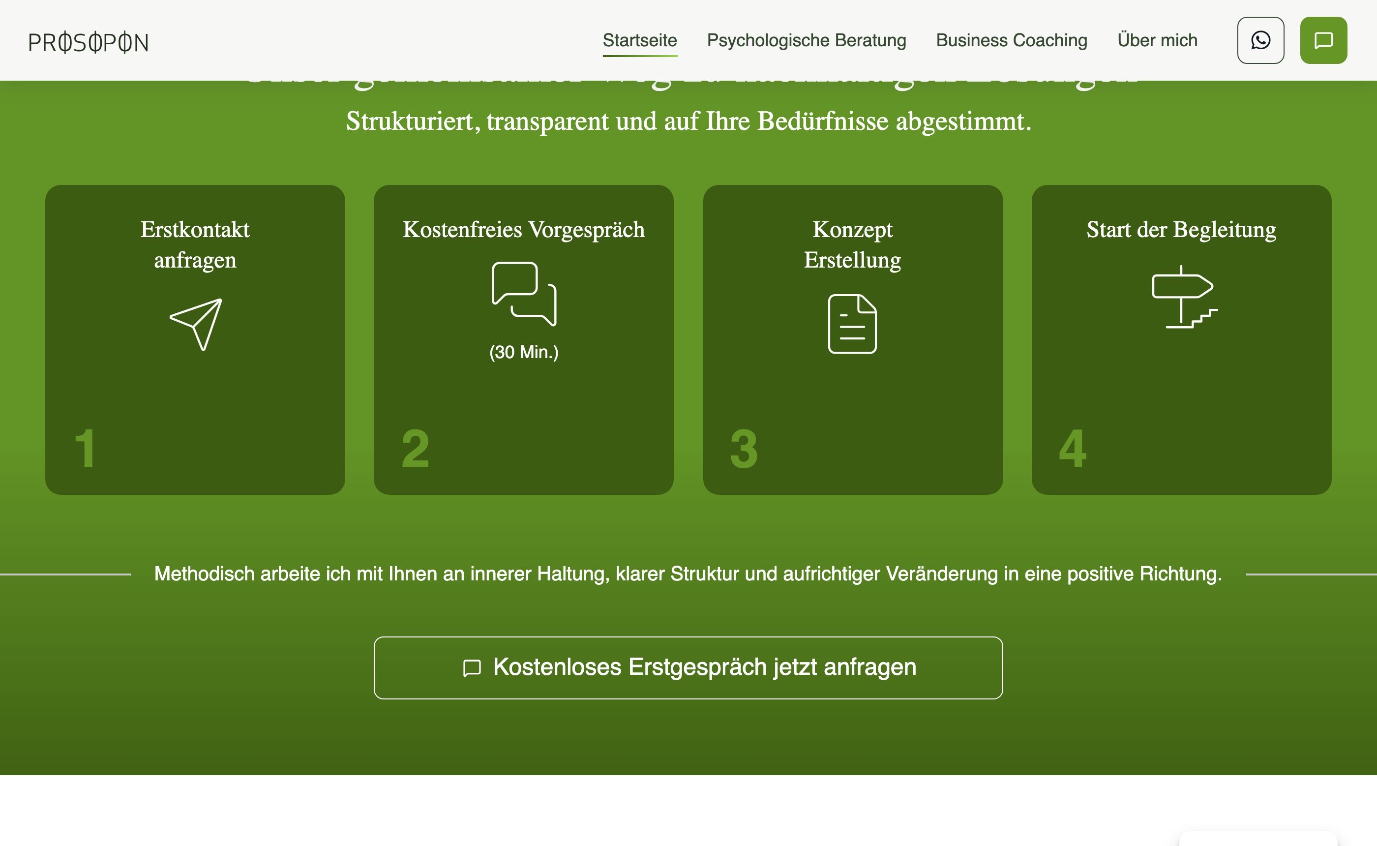 prosopon.de: Der 4-Schritte-Prozess — von Erstkontakt bis Start der Begleitung, transparent und strukturiert